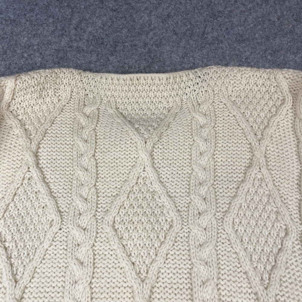 Connemara Knitwear Cardigan Womens L Cream Merino Wool Aran Cable Knit Ireland - Picture 4 of 8